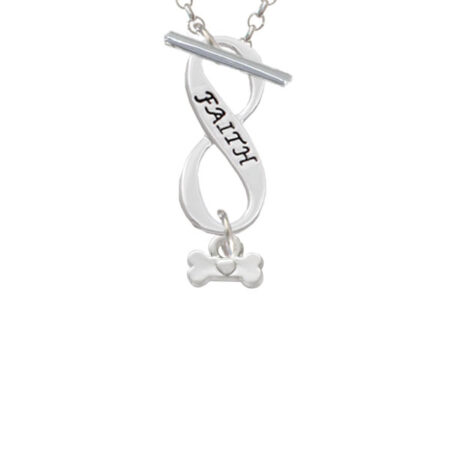 Mini Dog Bone with Heart Faith Infinity Toggle Necklace