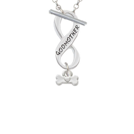 Mini Dog Bone with Heart Godmother Infinity Toggle Necklace