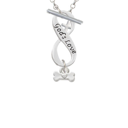 Mini Dog Bone with Heart God's Love Infinity Toggle Necklace