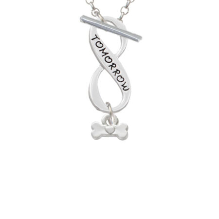 Mini Dog Bone with Heart Today Tomorrow Infinity Toggle Necklace