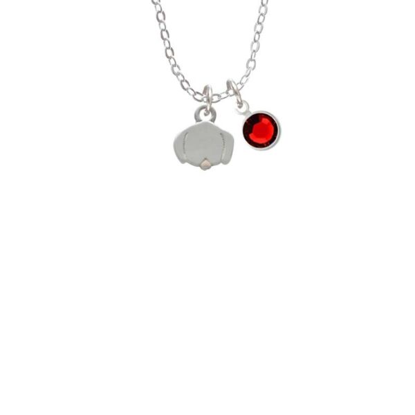Mini Dog Face with Tongue Necklace with Red Crystal Drop