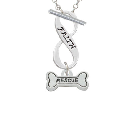 Mini ''Rescue'' Dog Bone Faith Infinity Toggle Necklace