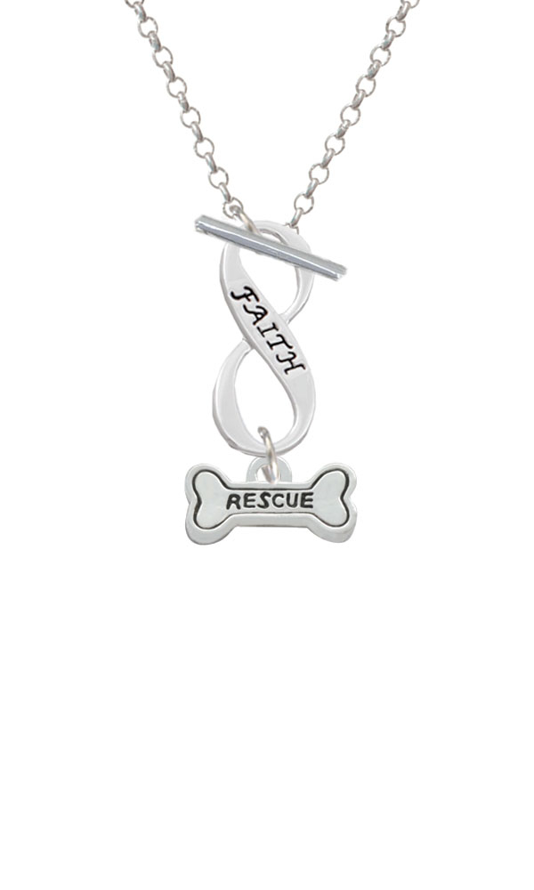 Mini ''Rescue'' Dog Bone Faith Infinity Toggle Necklace