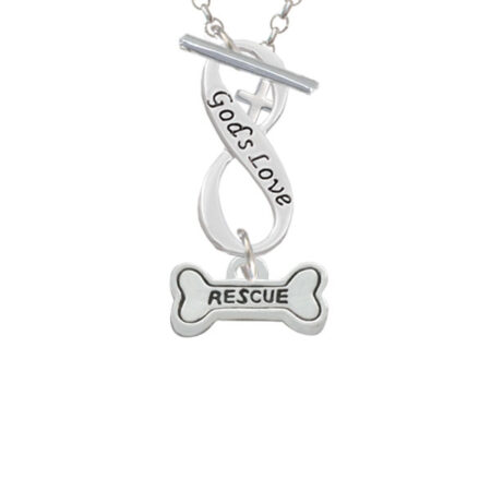 Mini ''Rescue'' Dog Bone God's Love Infinity Toggle Necklace