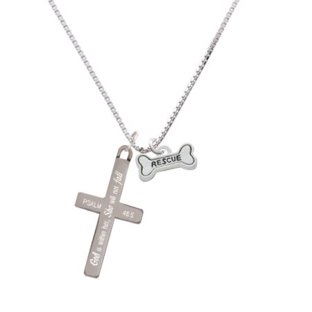 Mini ''Rescue'' Dog Bone - She will not Fall - Cross Necklace