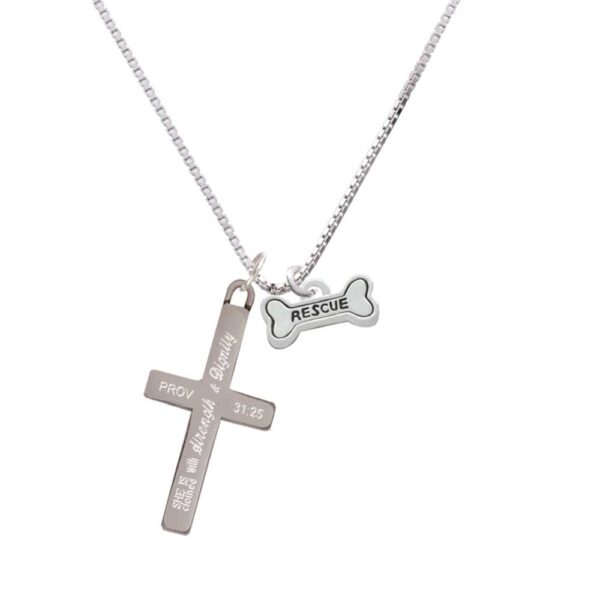 Mini ''Rescue'' Dog Bone - Strength and Dignity - Cross Necklace