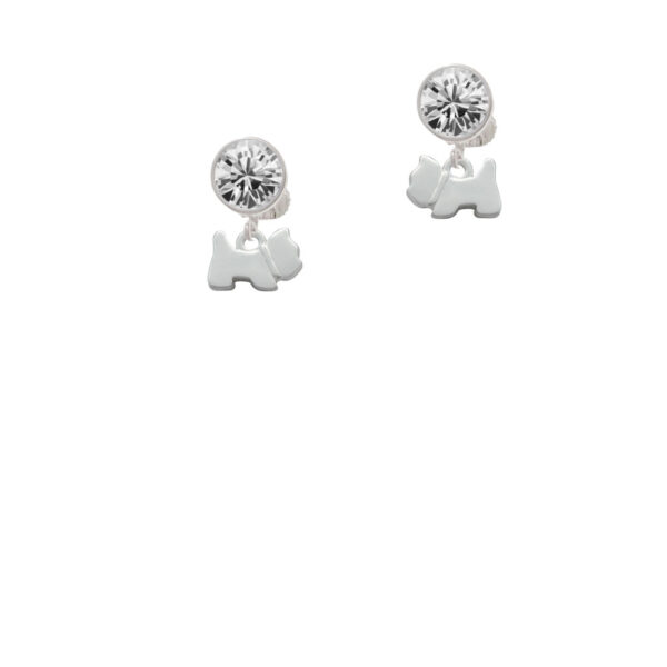 Mini Scottie Dog Crystal Clip On Earrings