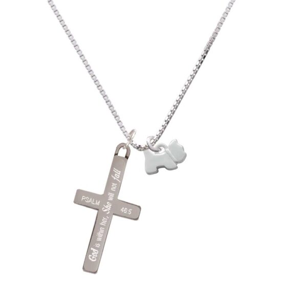 Mini Scottie Dog - She will not Fall - Cross Necklace