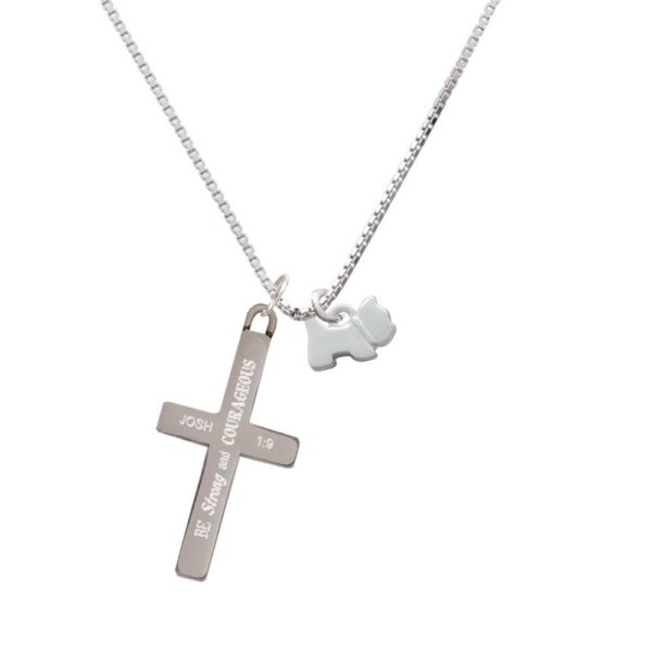 Mini Scottie Dog - Strong and Courageous - Cross Necklace
