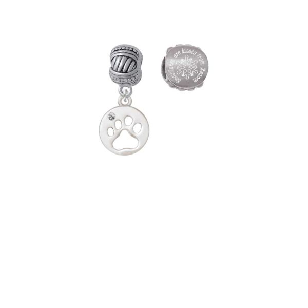 Paw Silhouette Snowflakes are Kisses from Heaven Charm Beads (Set of 2)