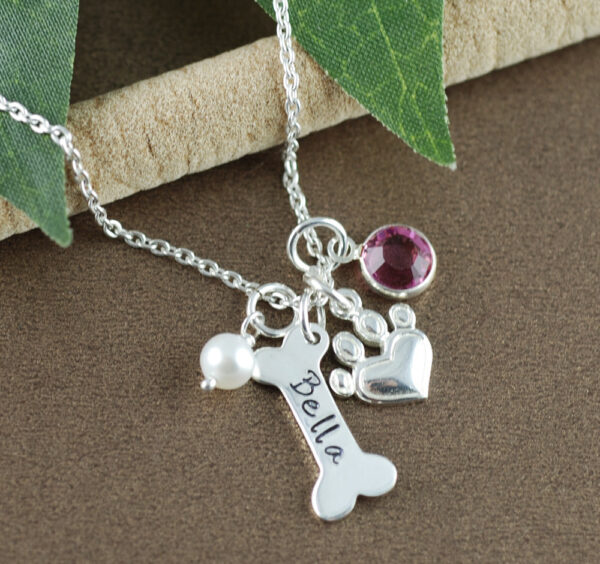 Personalized Dog Bone Necklace, Dog Paw Necklace, Animal Lover, Dog Paw, Dog Bone, Dog Mommy Necklace, Dog Necklace, Memorial Pet Gift