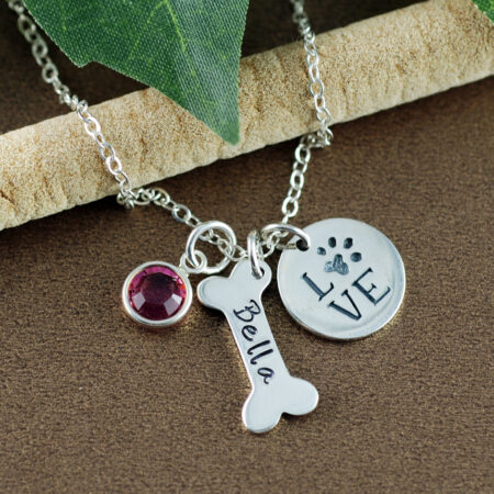 Personalized Dog Bone Necklace, Pet Memorial