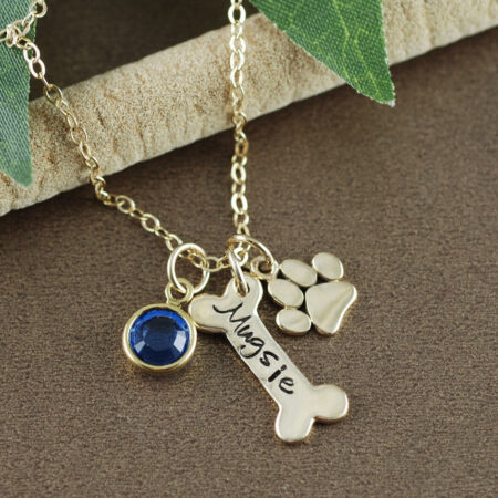 Personalized Gold Dog Bone Necklace, Dog Paw Necklace, Animal Lover, Dog Paw, Dog Bone, Dog Mommy Necklace, Dog Necklace, Memorial Pet Gift