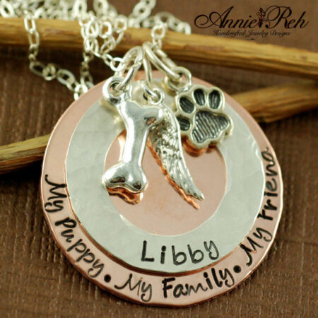 Personalized Hand Stamped Jewelry, Personalized Sterling Silver Necklace, Animal Lover, Dog Paw, Dog Bone