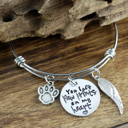 Pet Memorial Bracelet with Paw Prints