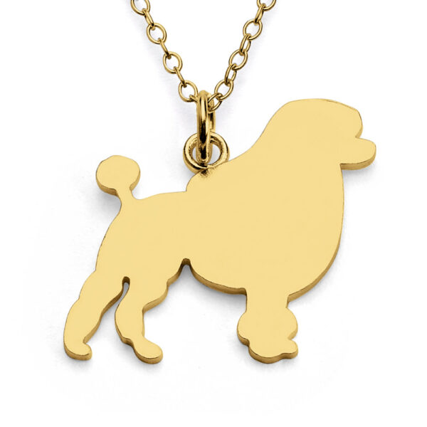 Poodle Dog Silhouette Charm Pendant Necklace #14K Gold Plated over 925 Sterling Silver #Azaggi N0299G - 12'' child