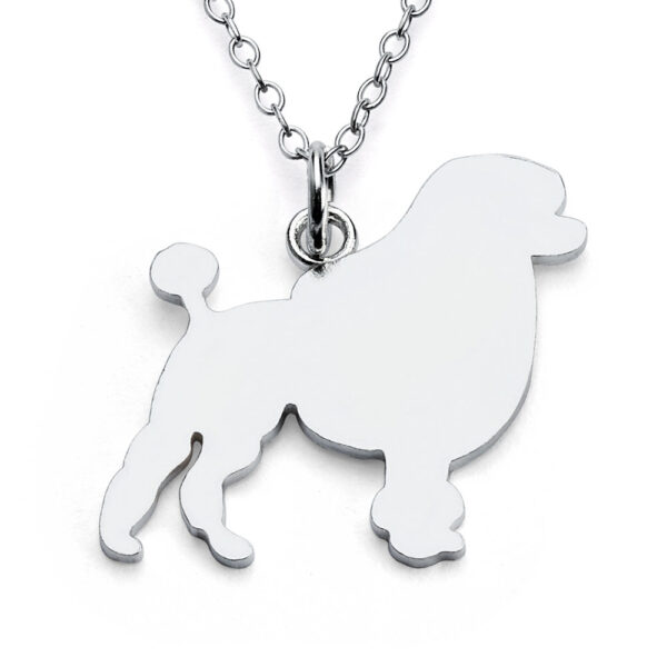 Poodle Dog Silhouette Charm Pendant Necklace #925 Sterling Silver #Azaggi N0299S - 12'' child