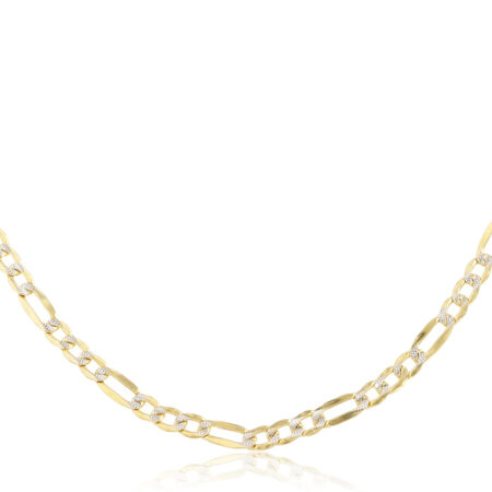 Real 10k Yellow Gold 4mm Pave Figaro Chain - 16" 18" 20" 22" 24" 26" Available