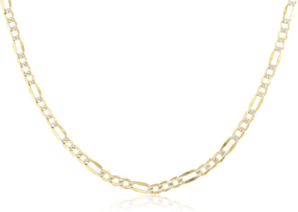 Real 10k Yellow Gold 4mm Pave Figaro Chain - 16" 18" 20" 22" 24" 26" Available