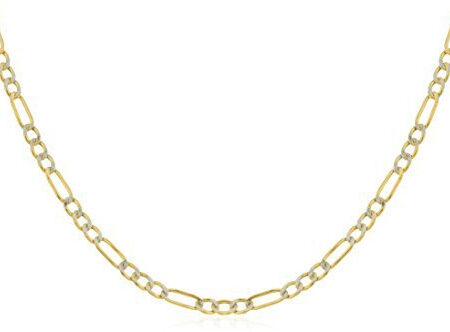 Real 14k Yellow Gold 2.3mm Pave Figaro Chain (Available in 7-30 inches)