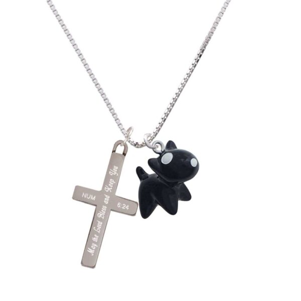 Resin Black Bull Terrier Dog - Bless and Keep You - Cross Necklace