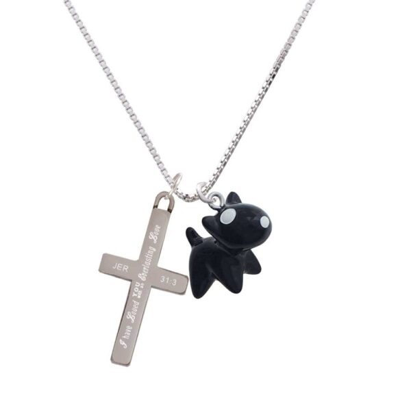 Resin Black Bull Terrier Dog - Everlasting Love - Cross Necklace