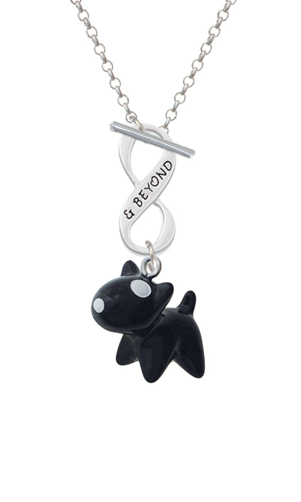 Resin Black Bull Terrier Dog Infinity and Beyond Toggle Necklace