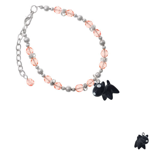 Resin Black Bull Terrier Dog Pink Beaded Bracelet