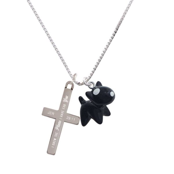 Resin Black Bull Terrier Dog - Plans I Have for You - Cross Necklace