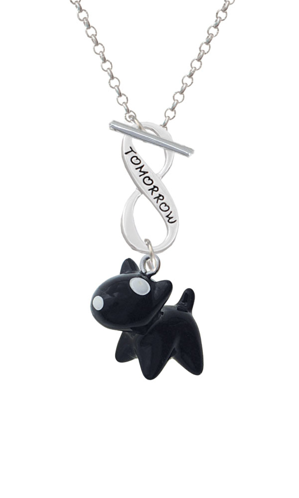 Resin Black Bull Terrier Dog Today Tomorrow Infinity Toggle Necklace