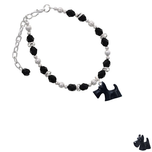 Resin Black Scottie Dog Black Beaded Bracelet