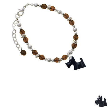 Resin Black Scottie Dog Brown Beaded Bracelet