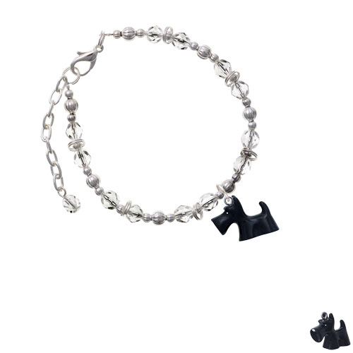 Resin Black Scottie Dog Clear Beaded Bracelet