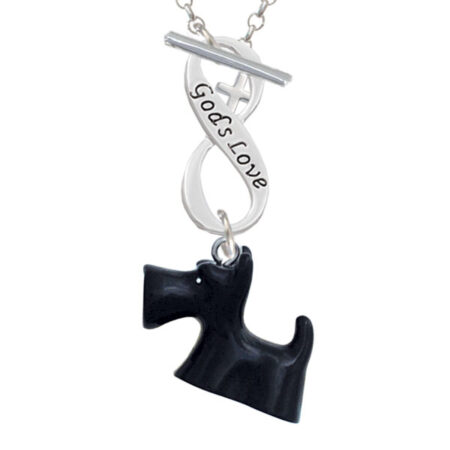 Resin Black Scottie Dog God's Love Infinity Toggle Necklace