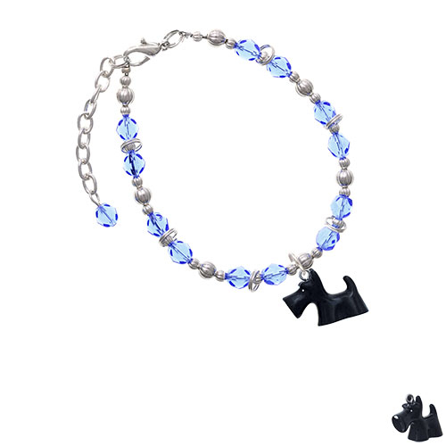 Resin Black Scottie Dog Light Blue Beaded Bracelet