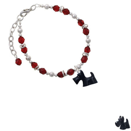 Resin Black Scottie Dog Maroon Beaded Bracelet