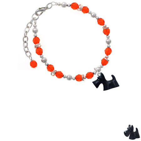 Resin Black Scottie Dog Orange Beaded Bracelet