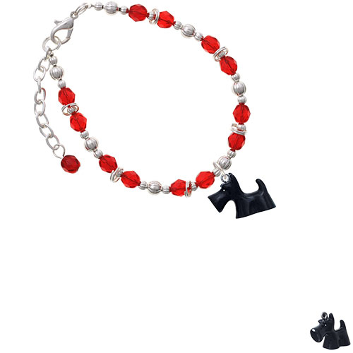 Resin Black Scottie Dog Red Beaded Bracelet