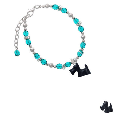 Resin Black Scottie Dog Teal Beaded Bracelet