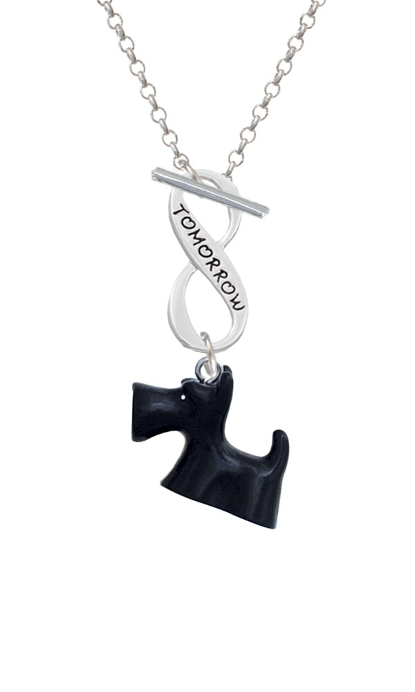 Resin Black Scottie Dog Today Tomorrow Infinity Toggle Necklace