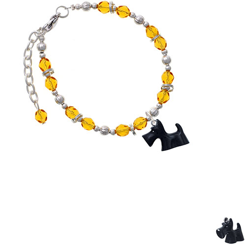 Resin Black Scottie Dog Yellow Beaded Bracelet