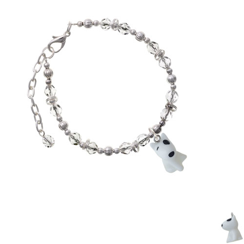 Resin White Bull Terrier Dog Clear Beaded Bracelet