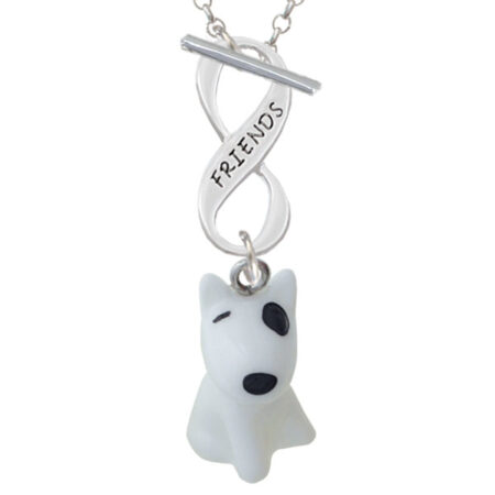 Resin White Bull Terrier Dog Friends Infinity Toggle Necklace