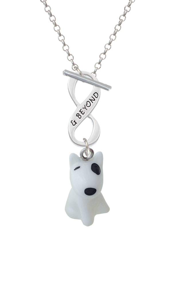 Resin White Bull Terrier Dog Infinity and Beyond Toggle Necklace