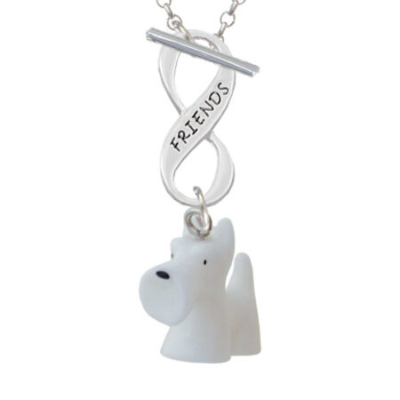 Resin White Scottie Dog Friends Infinity Toggle Necklace