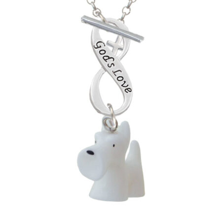 Resin White Scottie Dog God's Love Infinity Toggle Necklace