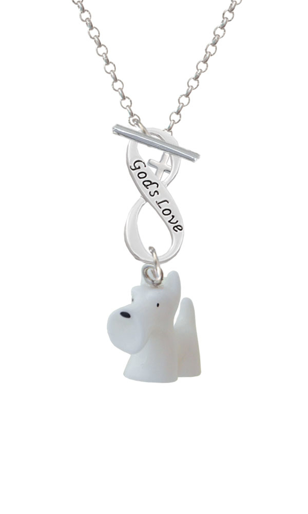Resin White Scottie Dog God's Love Infinity Toggle Necklace