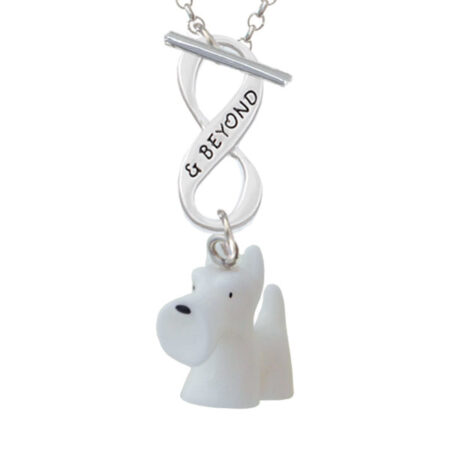 Resin White Scottie Dog Infinity and Beyond Toggle Necklace