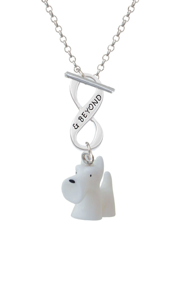 Resin White Scottie Dog Infinity and Beyond Toggle Necklace