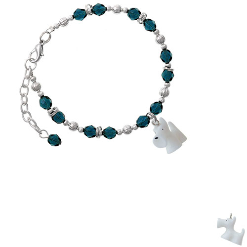 Resin White Scottie Dog Navy Blue Beaded Bracelet